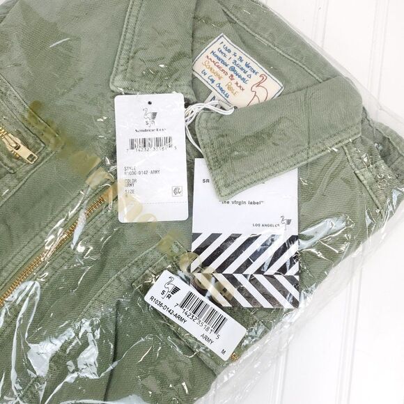 Free People x Sandrine Rose Zip Embroidered Denim Jumpsuit "California" in Army - Picture 3 of 8